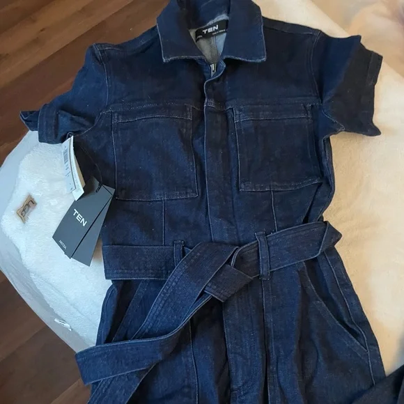 Aritzia TEN Denim Jumpsuit / Playsuit - BNWT - 4 - Dark Blue - Picture 10 of 11
